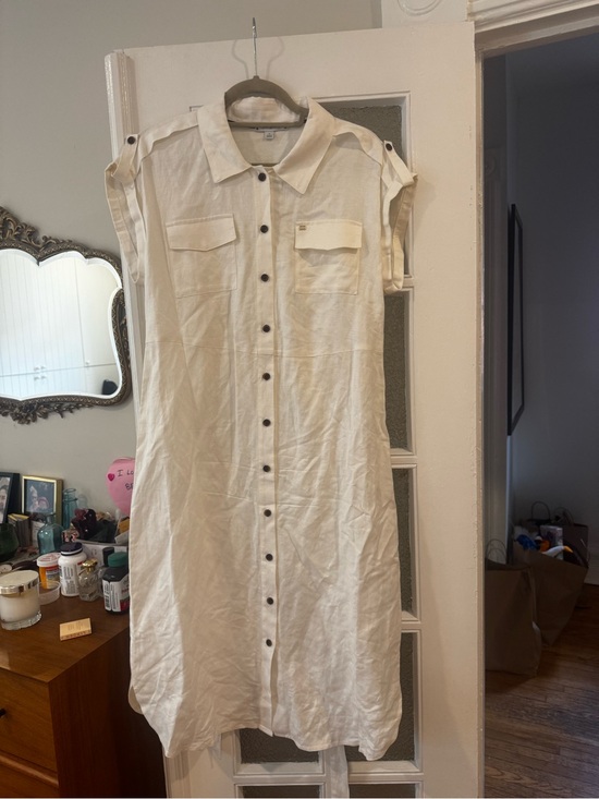 Tommy Hilfiger Dresses & Skirts - Tommy Hilfiger Linen Collared Shirt Dress in Cream